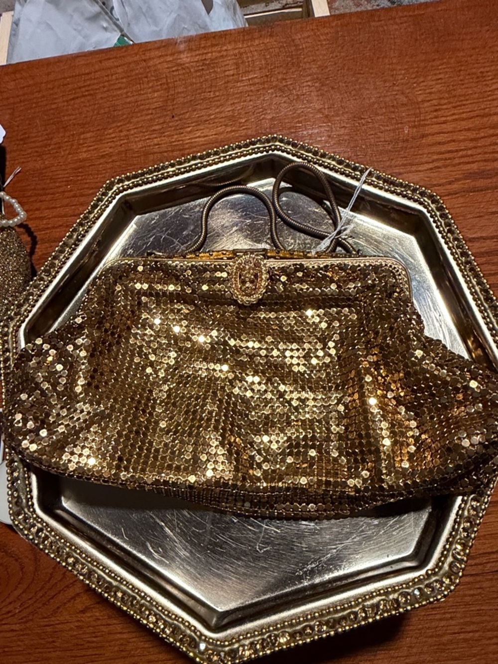 Gold Sequin Evening Clutch Whiting & Davis antique - Stunning, soft, glorious